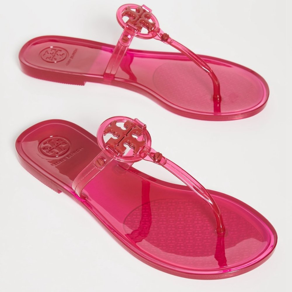 🥰 New In Box Tory Burch Jelly Mini Miller Sandal Red Orange US 8 9 AUTHENTIC - Picture 1 of 16